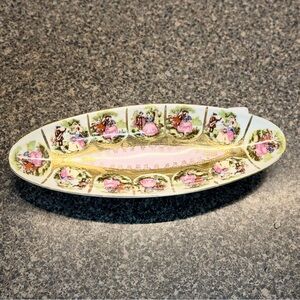 Antique Royal Vienna Oval Dish Hand Painted Fleur De Lis Courting Couple Marked